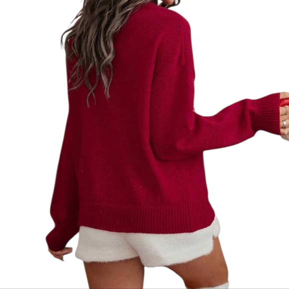 SHEIN Red and White Christmas Sweater - Picture 2 of 2